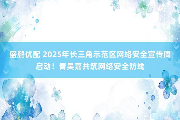 盛鹏优配 2025年长三角示范区网络安全宣传周启动！青吴嘉共筑网络安全防线
